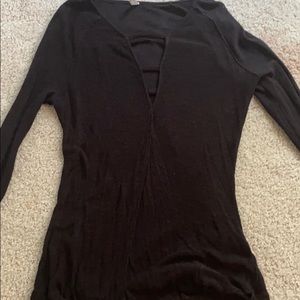 Black Long Sleeve Cut Out Blouse